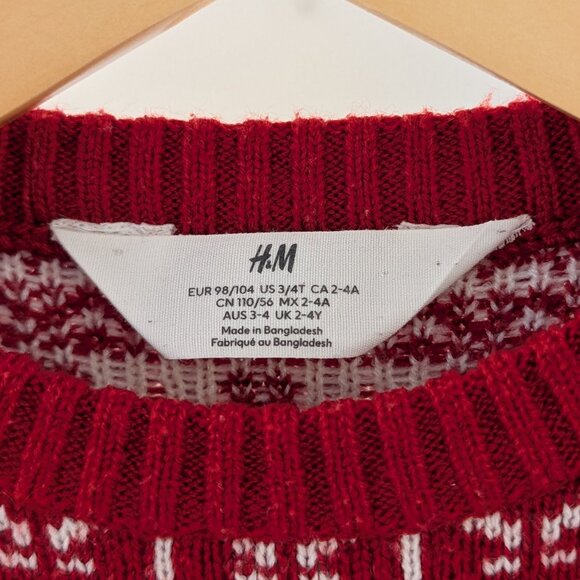 2/$20 💚 H&M Fair Isle Holiday Sweater | 3-4Y - Picture 7 of 7